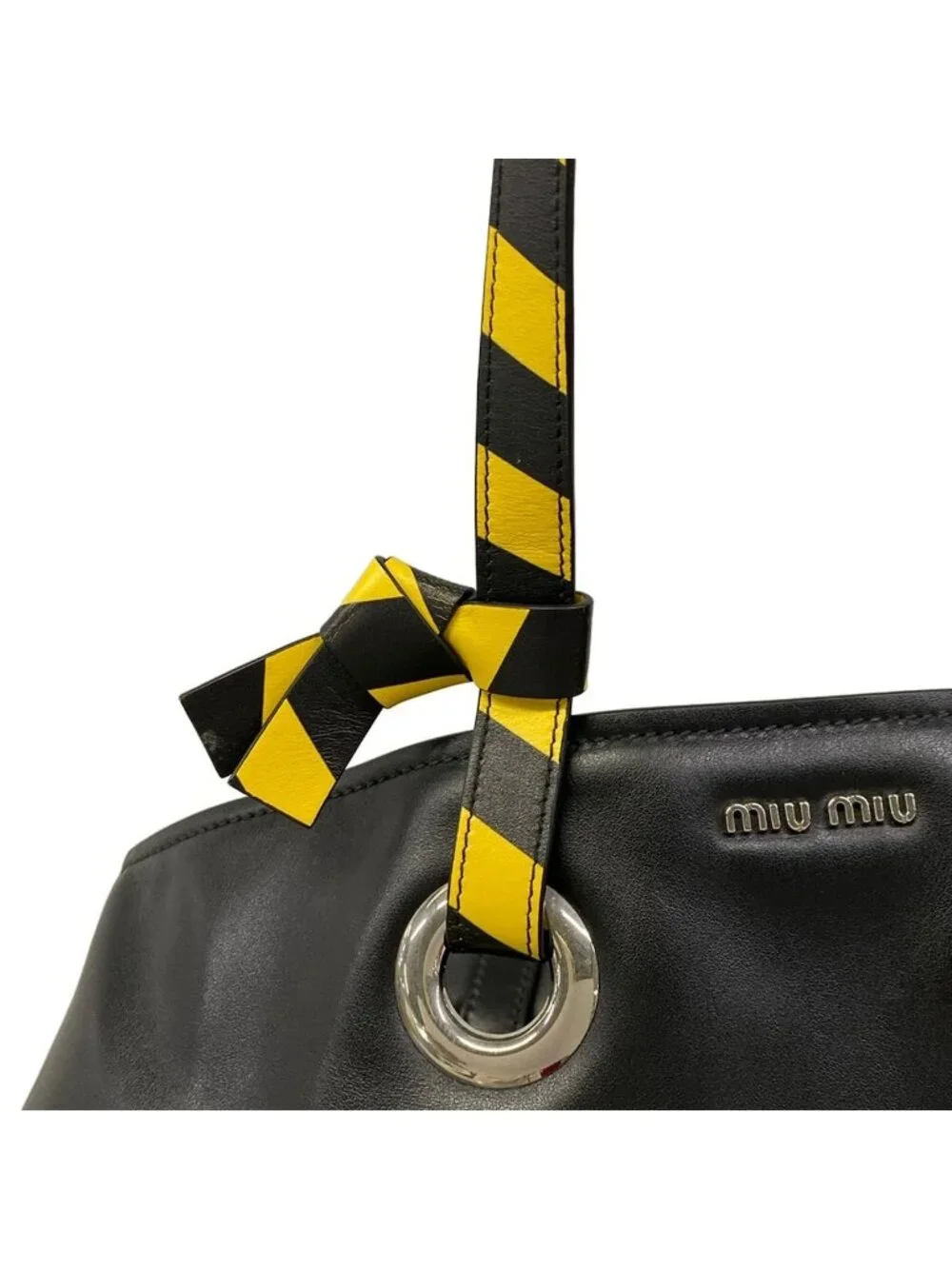 Miu Miu Tote Black Yellow Leather